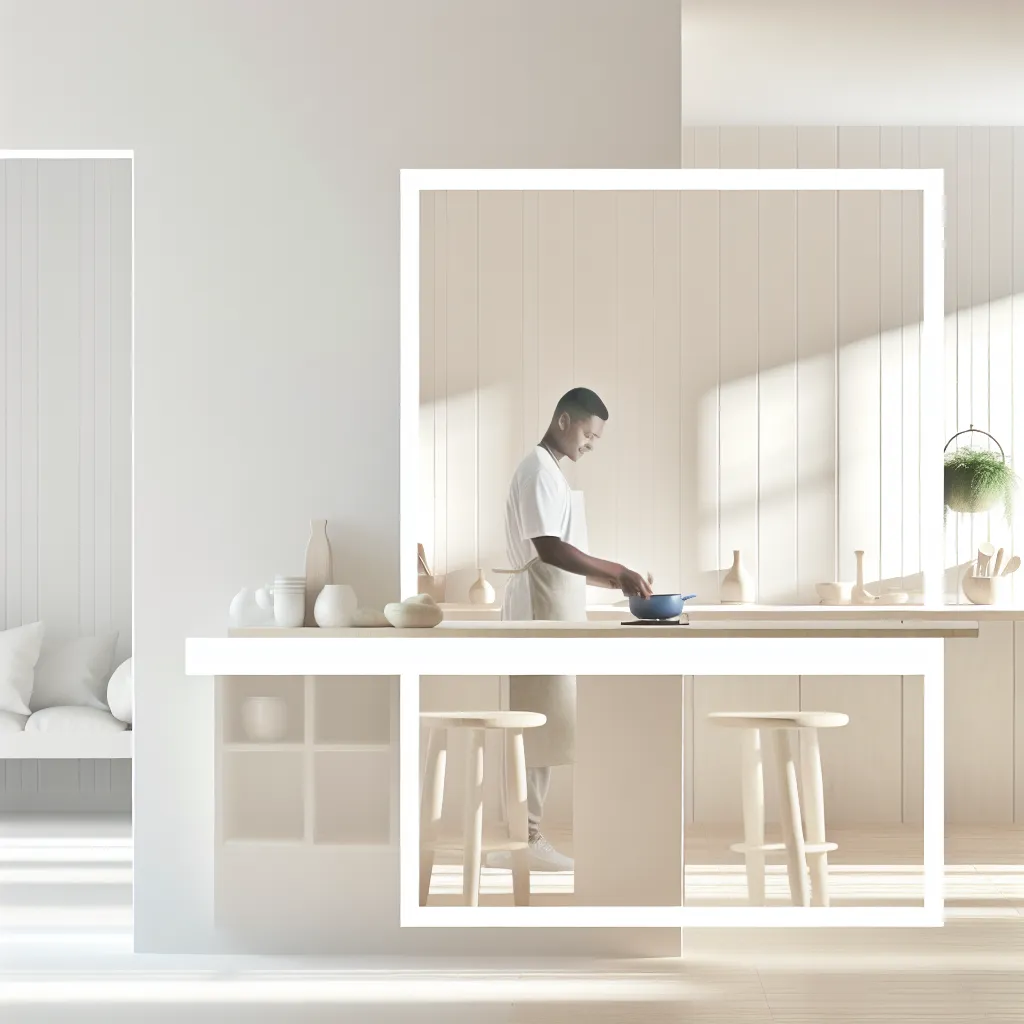 Peaceful cooking in organized kitchen